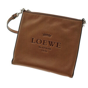 LOEWE shoulder bag leather brown logo